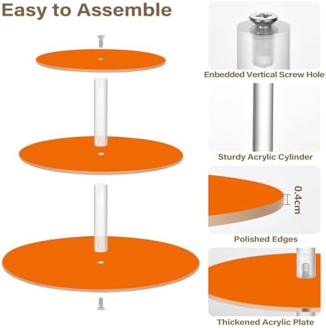 J JOYSAY Halloween Yellow Print Acrylic Cupcake Stand 3 Tier Dessert Table Display Set Clear Cake Stands for Party Wedding Baby Shower Decorations Easy Assembly Pastry Tower - Image 2