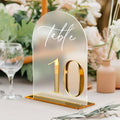 HOODO Frosted Arch Acrylic Wedding Table Numbers 1-10 with Stands, 5"x7" Arched Acrylic Signs with 3D Gold Numbers, Frosted 3D Table Numbers for Wedding Reception by Unknown