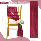 60 PCS Burgundy Chair Sashes Cheesecloth ChairSashes Rustic Chair Decorative Bows Designed ChairCover for Wedding Banquet Party Aisle Home Kitchen Decoration (16 x 70 inch) - Image 2