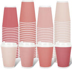 Whaline 100 Pcs Valentine's Day Pink Disposable Coffee Cups with Lids 12 Oz Gradient Pink Paper Cup Corrugated Ripple Wall Insulated Hot Cup for Home Office Party Supplies by Whaline