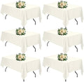 Ivory 6 Pack Polyester Table Cloth 60 x 126 Inch, Rectangle Tablecloths for 6 Foot Tables Washable Table Cloth for Party Wedding by TableClothAndTableRunner