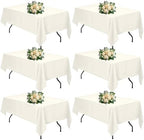 Ivory 6 Pack Polyester Table Cloth 60 x 126 Inch, Rectangle Tablecloths for 6 Foot Tables Washable Table Cloth for Party Wedding by TableClothAndTableRunner