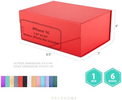 PACKHOME 6 Red Gift Boxes 9x6.5x3.8in with Magnetic Lids - Image 6