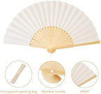 50pcs Cream-Coloured Paper Hand Fan Bamboo Folding fan Handheld Paper Fan - Image 2