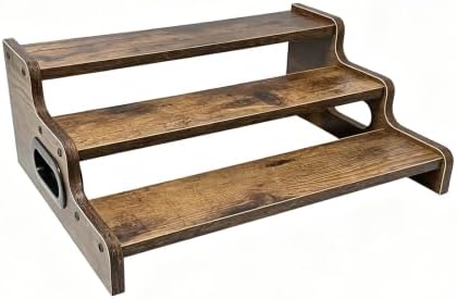 3-Tier Rustic Wood Cupcake Stand & Dessert Display Riser with Handles - Image 3