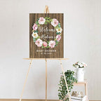 Andaz Press Custom Large Baby Shower Canvas Welcome Sign, 16 x 20 Inches, Rustic Wood Pastel Peonies Wreath, Guestbook Alternative, Personalized Sign Our Canvas, For Fall, Rustic, Boho, Baby Shower - Image 2