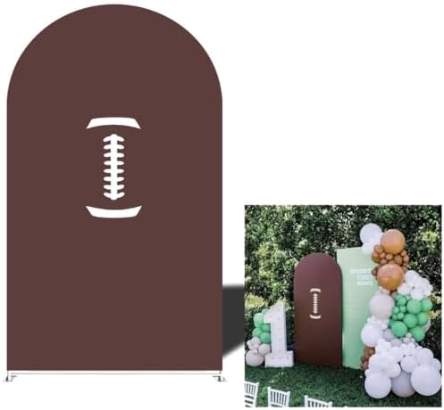 NIVIUS PHOTO American Football White and Black Stripes Arch Backdrop Cover for Boy Birthday Baby Shower Sport Party First Year Down Rugby Theme Decor,Elastic Spandex (4X7.2ft,GX2825) by NIVIUS+PHOTO