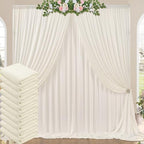 50ft x 10ft Wrinkle Free Ivory Backdrop Curtains for Parties, 10 Panels 5x10ft Polyester Ivory Photo Backdrop Drapes for Wedding Birthday Party Photography Background by ENJOYYOURPARTY