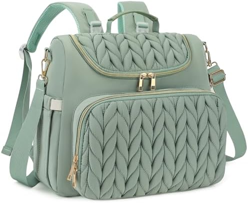 Small Diaper Bag Backpack Quilted Mini Baby Crossbody Diaper Bag Tote for Mom and Baby Girls Boys (Matcha Green) by Unknown