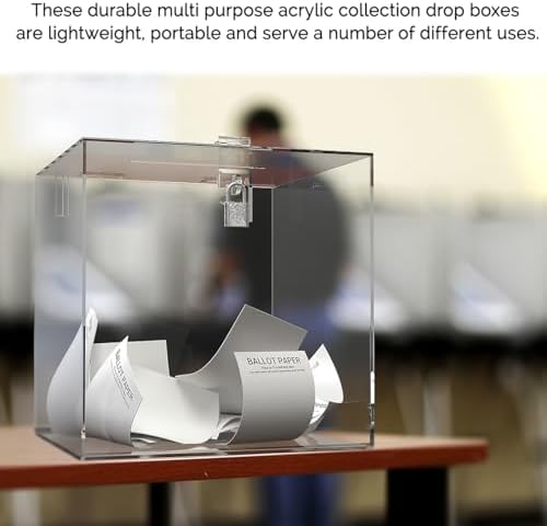 Marketing Holders 2 Pack 10 Inch Locking Ballot Box Clear Acrylic Square Cube Top Locking See Through Countertop Contests Entry or Donation Collection Bin - Image 3