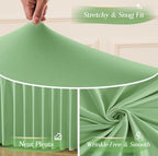 Sage Green Table Cloth for 6 Foot Rectangle Tables Fitted Stretch Spandex Table Cover with Skirt 6ft Baby Shower Birthday Party Banquet Ruffle Sage Green Tablecloth Wedding Table Cloths, 2 Pack - Image 4