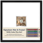 CountryArtHouse Signature Keepsake Frame - Square Mat Window - Black Wood Genuine Hardwood 20x20 5x5 Photo - Metallic Silver Border Mat - Complete Keepsake Signing Kit by CountryArtHouse