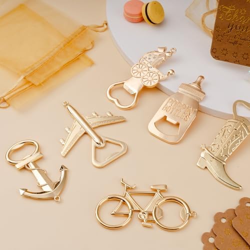 50 Pack Airplane Bottle Opener Favors, Metal Airplane Bottle Openers with Thank You Tags & Organza Bags, Travel Themed Party Favors, Destination Wedding Favors, Let the Adventure Begin Theme - Image 2