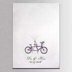 Rustic Wedding Guestbook Alternative Purple Bicycle with Ballons Fingerprint Guest Sign-in Book Party Decoration Wedding Favors Accessories Ready to Hang-60x80cm - Image 2