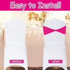 hot Pink Chair Sashes Bows 60Pcs Spandex Chair Sashes Elastic Chair Cover Bands Ties Without Buckle for Wedding Birthday Party Ceremoney Events Decoration - Image 6