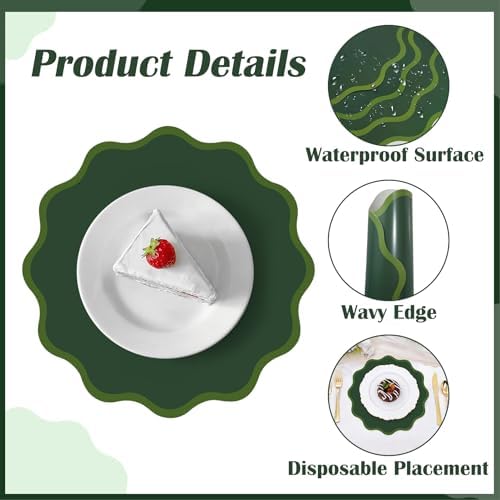 100Pcs Forest Green Thick Paper Placemats, Disposable Waterproof Place Mats - Image 3