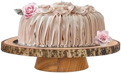 Wood Cake Stand 10-12 Inch, Natural Wedding Cake Table Display Stands, Rustic Large Cake Decorating Supplies for Party/Baby Showers/Reception/Event by Kazozobi
