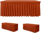 2 Pack Spandex Table Skirts for 8ft Rectangle Tables for Autumn Event by HolidayIdeas
