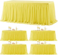4 Pack Yellow Tulle Tablecloth for 8 Foot Rectangular Tables 8ft Yellow Rectangle Table Cloths Wrinkle Free Table Cover with Tutu Skirt for Birthday Cocktail Banquet Buffet Lemon Fruit Party Decor by Suppromo