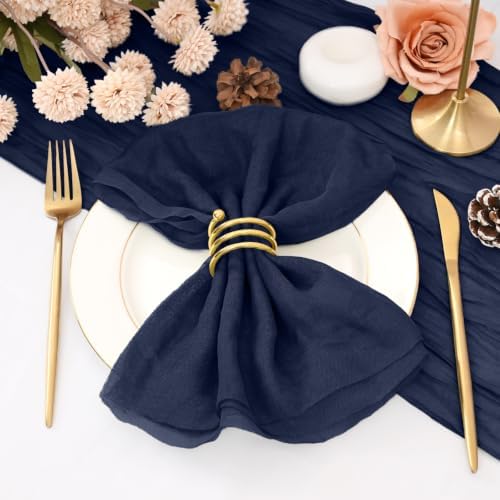60Pack Navy Blue Cheesecloth Napkins Rustic Boho Gauze Napkins 20"x20" by REWOMC