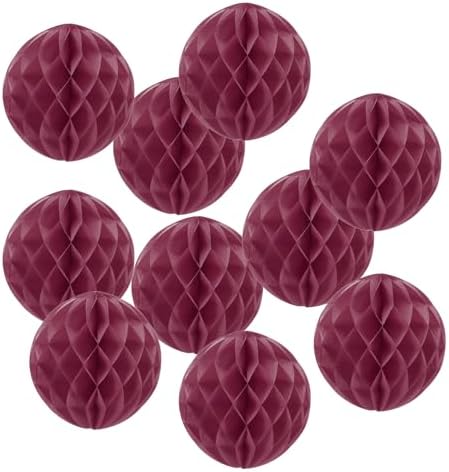 PATIKIL 10pcs 14" Honeycomb Balls Tissue Paper Pom Poms, Party Hanging Paper Honeycomb Balls Decoration for Birthday Wedding Home Backdrop Decor, Burgundy by PATIKIL
