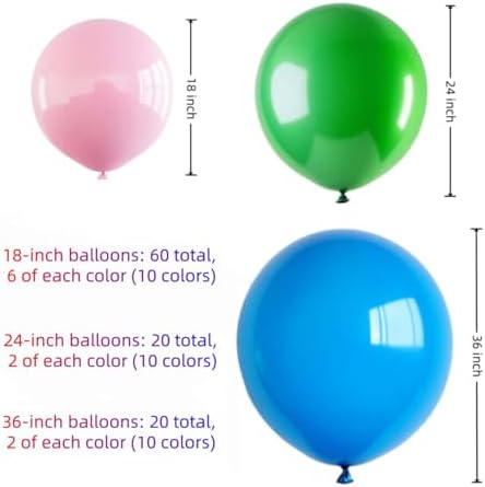 100 Pcs Giant Balloons Kit 18 24 36 Inch Mixed Size Latex pool Balloon, With 10 Colors - Party Decoration Supplies for Birthdays, Weddings, Events - Image 2