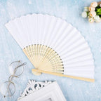 Aneco 36 Pieces Handheld Paper Fans Paper Folding Fans with Bamboos for Wedding Gift, Party, Home, DIY, White - Image 5