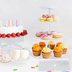 Sawysine 4 PC Acrylic Cake Stand Set Include 3 Tier Round Cake Stand 1 Tier Dessert Stands Holder 2 Serving Platter for Home Tea Wedding Birthday Baby Shower Party Supplies(Clear) - Image 6
