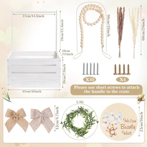 Juexica Wooden Baby Shower Crate Closet, Baby Basket with Handle - Image 2