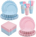 ArtSocket 350 Pack Disposable Tableware for 50 Guests, Pink Blue by ArtSocket