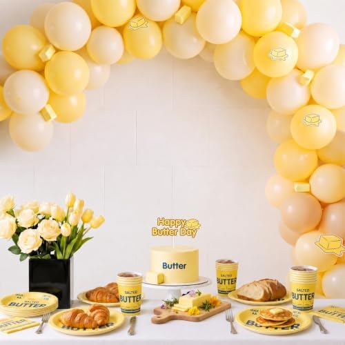 Maxdot 100 Pcs Salted Butter Party Plates Tableware Set, Disposable - Image 4