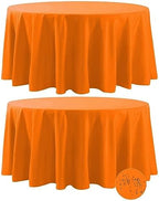 Fokitut 2 Pack Waterproof Round Tablecloth, 132 Inch, Stain Resistant and Wrinkle Polyester Table Cloth, Fabric Table Cover for Kitchen Dining, Wedding, Party, Holiday Dinner-Orange by BalsaCircle
