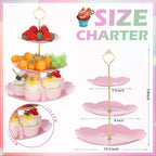 6 Pcs 3 Tier Cupcake Stand Tea Party Trays 3 Tier Serving Tray Plastic Dessert Stand Cake Fruit Candy Display Tower for Wedding Birthday Tea Party (Sakura,White,Pink,Green) - Image 2