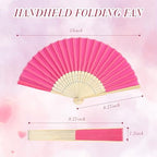 Blulu 40 Pcs Pink Hand Fans Bulk Folding Bamboo Silk Foldable Handheld Fan for Women DIY Line Dance Clapping Popping Wedding Bridal Shower Baby Shower Birthday Party Favors Gift Decoration - Image 3