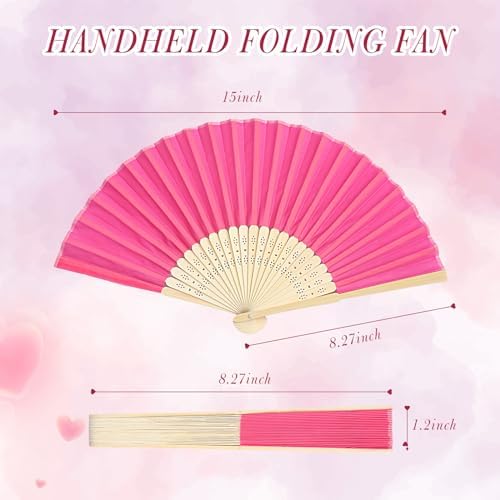Blulu 40 Pcs Pink Hand Fans Bulk Folding Bamboo Silk Foldable Handheld Fan for Women DIY Line Dance Clapping Popping Wedding Bridal Shower Baby Shower Birthday Party Favors Gift Decoration - Image 3