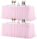 2 Pack Pink Tablecloths for 6 Foot Rectangle Tables Tulle Tablecloth Fitted Pink Table Cloth Rectangle 6ft Stretch Spandex Table Covers for Baby Shower Girls Birthday Party Banquet Desk Tables Skirt by HBBMAGIC