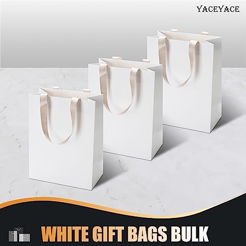 40pcs Medium Size White Paper Gift Bags with Ribbon Handles - Bulk Wedding & Party Bags - Image 6