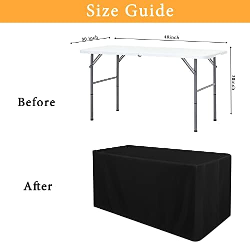 Obstal 4 Pack Black Tablecloth Fitted Table Clothes for 4 Foot Rectangle Tables - Water Resistant Washable Fabric Polyester Rectangle Table Cover for Outdoor/Indoor Uses?48L x 24W x 30H Inches, Black? - Image 6
