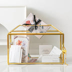 12.6" x 6" x 9" Wedding Card Box with Slot and Lock, Glass Card Holder for Party Reception, Centerpiece, Home Decorative, Gold (Glass Box Only) Slot Length 7.3 Inche - Image 2