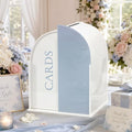 White Arched Wedding Card Box with Blue Standee & Erasable Pen for Party by OurWarm