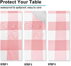 Hiasan Plaid Tablecloth 2 Pack, 54 x 108 inch, Peach Pink and White - Image 4