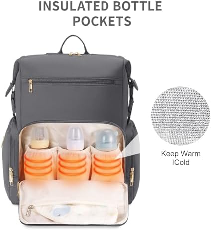CEI-CEI Neoprene Diaper Bag Backpack Large Newborn Baby Maternity Bags Waterproof Travel Tote for Mom Dad with Insulated Pockets,Changing Pad - Image 2