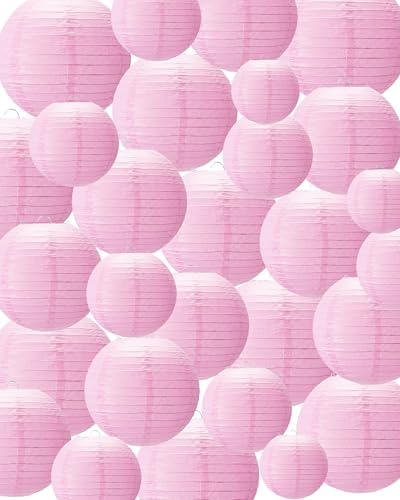 Treela 48 Pcs Paper Lanterns Party Decorations Round, Pink by Treela