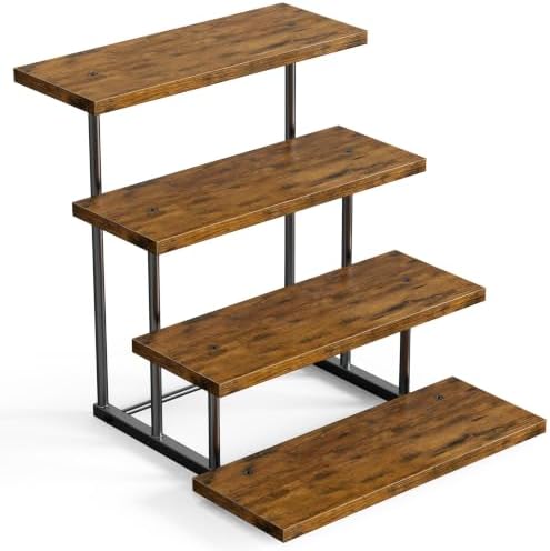 Emfogo Wooden Cupcake Display Stand, 4 Tier Rectangular Tiered Dessert Stands, Cupcake Display Risers for Vendor Booth Dessert Table Party Wood Serving Tray for Cup Cake Cookie Food (1 Pack) by Emfogo