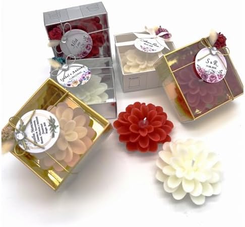 Giftsupstore Wedding Favor Guest Bulk – 150 Set of Scented Lotus Shaped Candle Party Favors – Custom Baby Shower Gifts, Bridal Shower & Personalized Bachelorette Party Favors for Adults - Red - Image 2