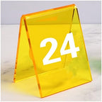 Acrylic Table Numbers, Tent Style Table Signs, Set of 6 Colorful Panel Desk Signs, Best for Rustic Receptions, Banquets Cafés Restaurants Hotel(Yellow 19 24) by Unknown