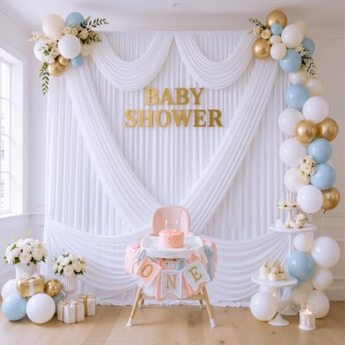 50×10 White Backdrop Curtain for Wedding Party Decoration Wrinkle Free - Image 6