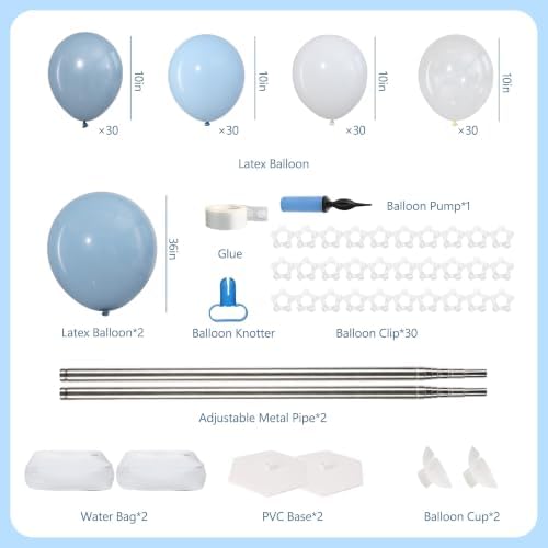 Dusty Blue Balloon Column Stand Kit of 2 with Balloons - Image 3