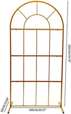 Gold Wedding Arch Stand with Mesh for Ceremony Modern Metal Balloon Arch Stand Kit Garden Floral Arch Frame Background for Anniversary Birthday Party Home Outdoor Lawn Decor - Image 5