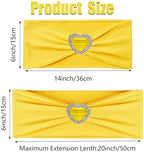 Yellow Chair Sashes 50 Pack Spandex Yellow Sashes for Chairs Covers Universal Stretch Chair Sashes Band with Heart Buckle Slider Sashes Bows for Wedding Banquet Party Decorations - Image 2